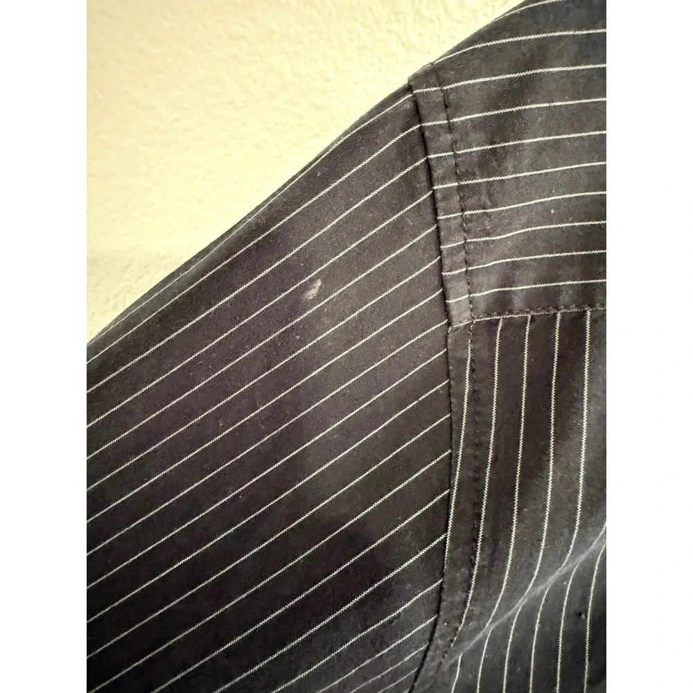 Quiksilver Pinstripe Graphic Button Down Shirt Size XXL Black White